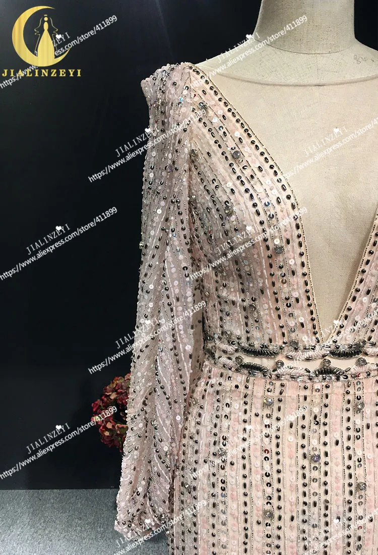 JIALINZEYI Real Image unde Pink Puff Sleeves Full Beads Crystal Chiffon Deep V Beck Sexy Prom evening Dresses
JIALINZEYI Real Image unde Pink Puff Sleeves Full Beads Crystal Chiffon Deep V Beck Sexy Prom evening Dresses