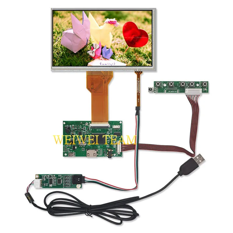 

7" TFT LCD Screen 800X480 AT070TN94 Display Resistive 165*100mm 4 Wire Touch Screen Panel Glass With Controller Board