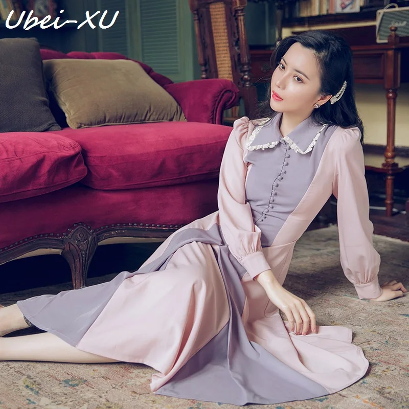 Ubei 2023 new women Victoria French retro dress ladylike style Color stitching long-sleeved full dress
Ubei 2023 new women Victoria French retro dress ladylike style Color stitching long-sleeved full dress