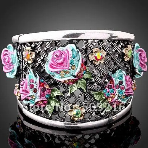 Zinc Alloy Rhodium Plated Crystal Women Jewelry Wholesale Fashion Enamel Pink Flower Bangle & Bracelets Free Shipping 
Zinc Alloy Rhodium Plated Crystal Women Jewelry Wholesale Fashion Enamel Pink Flower Bangle & Bracelets Free Shipping