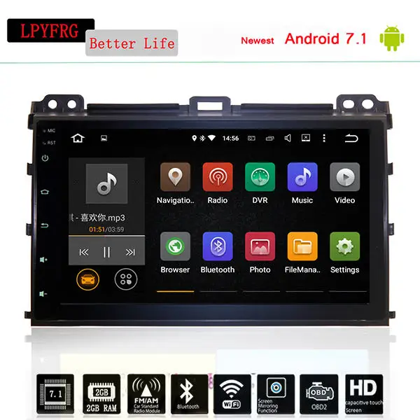 9 дюймов Автомобильный dvd GPS для Toyota Prado 120 Land Cruiser 2004 2009 Восьмиядерный android 10 0