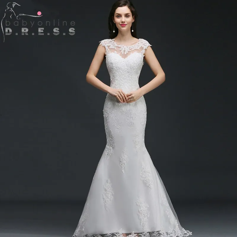 Robe De Mariage Sexy Cap Sleeve Button Back Mermaid Wedding Dresses Elegant Appliques Lace Bridal Gowns with Sweep Train
Robe De Mariage Sexy Cap Sleeve Button Back Mermaid Wedding Dresses Elegant Appliques Lace Bridal Gowns with Sweep Train