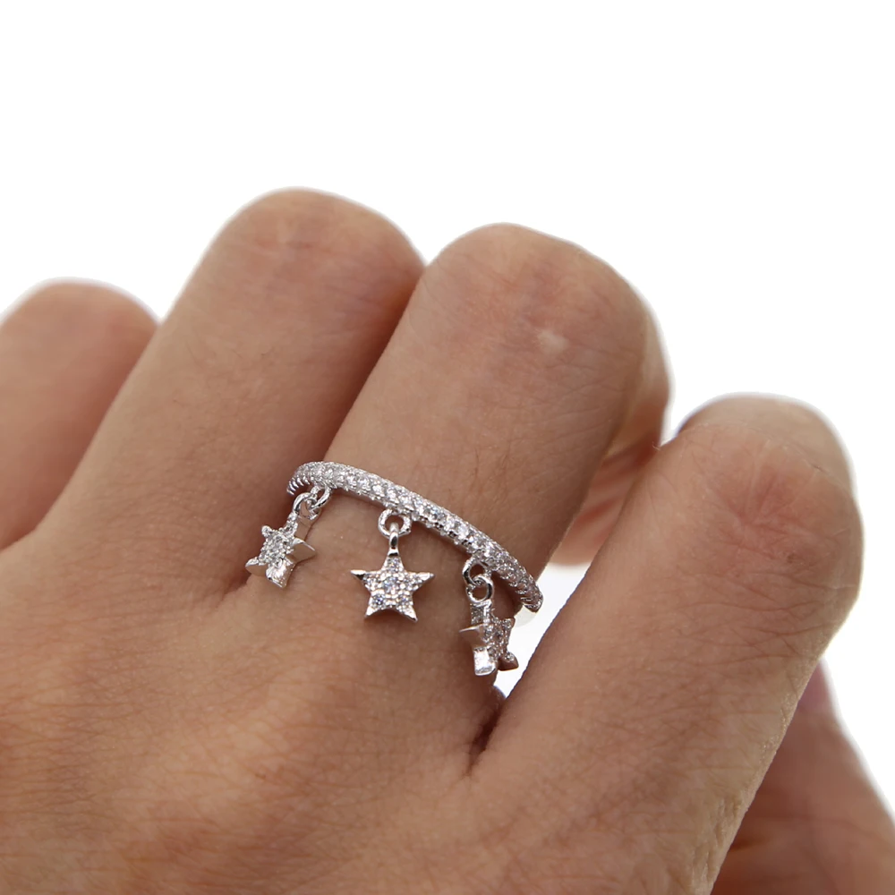 Simple Geometric Finger Rings with AAA CUBIC ZIRCONIA CZ Star/Moon Pendant charm Chain Jewelry For Women Anillos Fashion Jewelry
Simple Geometric Finger Rings with AAA CUBIC ZIRCONIA CZ Star/Moon Pendant charm Chain Jewelry For Women Anillos Fashion Jewelry