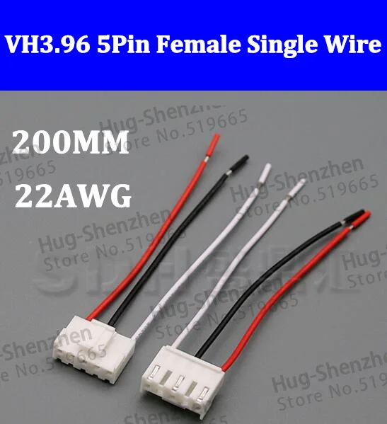 100pcs/lot VH3.96 3.96mm 5 Pin Female 5-Pin Connector 22AWG 200mm Single 22AWG Wire Cable
100pcs/lot VH3.96 3.96mm 5 Pin Female 5-Pin Connector 22AWG 200mm Single 22AWG Wire Cable