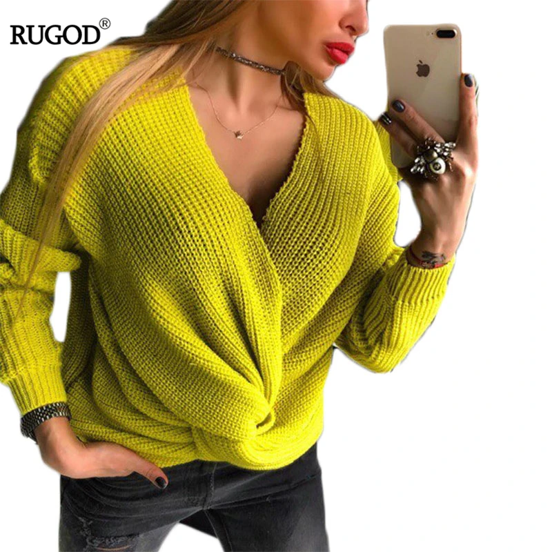 RUGOD New Sexy V Neck Criss-Crossed Pullover Christmas Sweater Women 2019 Winter Warm Knitted Sweater Female Four Colors Tops
RUGOD New Sexy V Neck Criss-Crossed Pullover Christmas Sweater Women 2019 Winter Warm Knitted Sweater Female Four Colors Tops