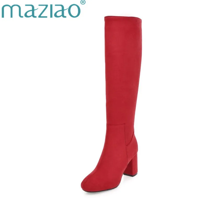 MAZIAO 2018 Knee High Boots Winter Women Shoe Elegant Boots Scrub Square High Heel Zipper Fashion Ladies Long Boots Size 32-45
MAZIAO 2018 Knee High Boots Winter Women Shoe Elegant Boots Scrub Square High Heel Zipper Fashion Ladies Long Boots Size 32-45