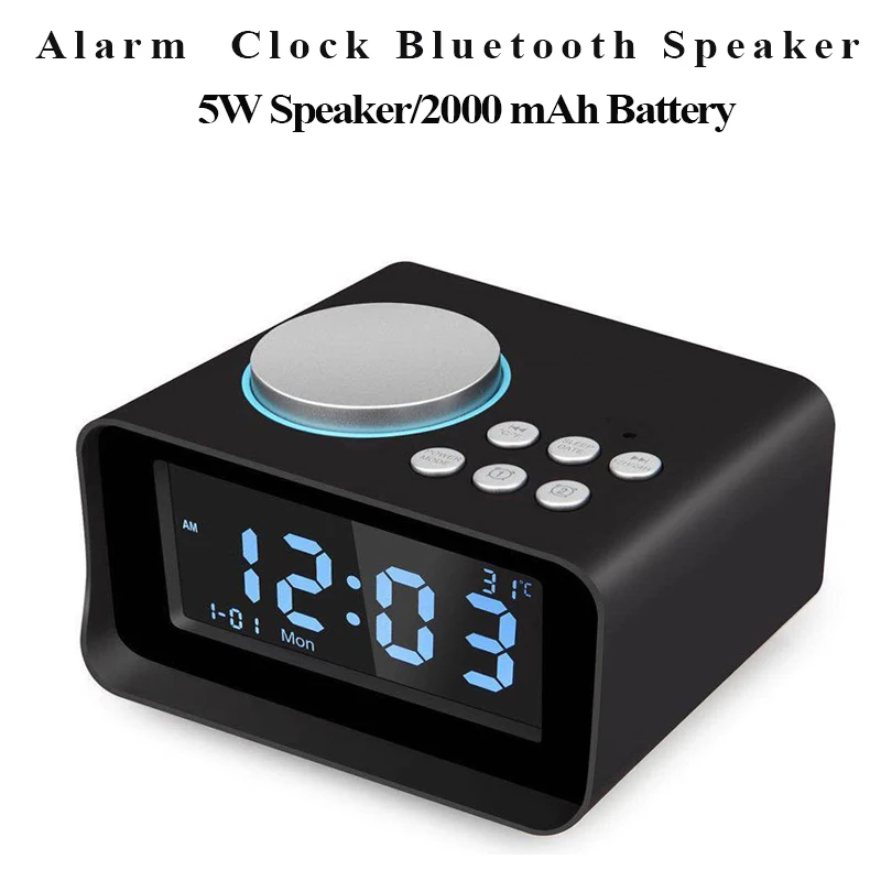 Alarm Clock Bluetooth Speaker K6B 5W Portable Wireless 3D Surround Stereo Speaker Supports Handsfree TF Card FM LED Time display
Alarm Clock Bluetooth Speaker K6B 5W Portable Wireless 3D Surround Stereo Speaker Supports Handsfree TF Card FM LED Time display