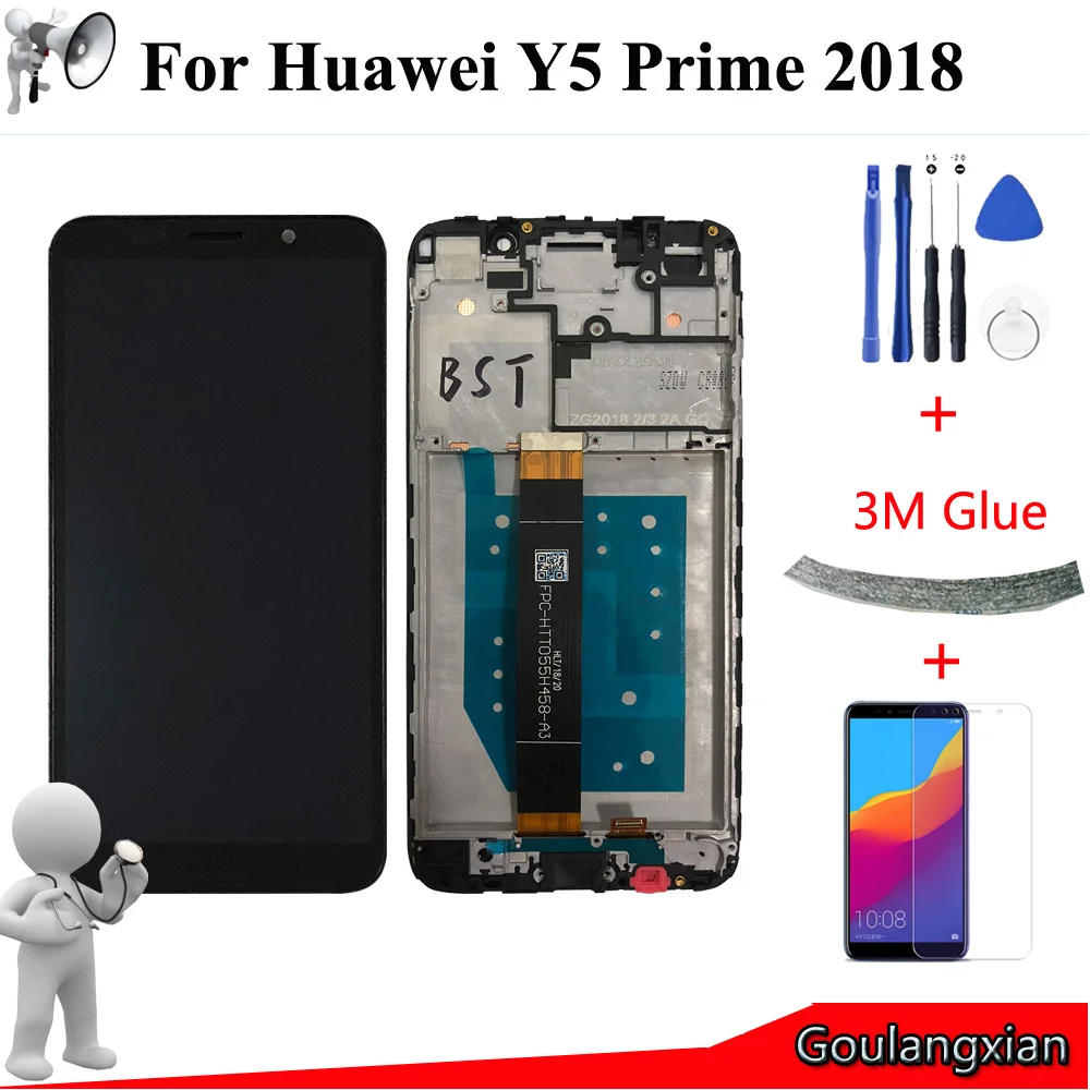 ЖК дисплей 5 45 дюйма с рамкой для Huawei Y5 Prime 2018 сенсорным экраном и дигитайзером в