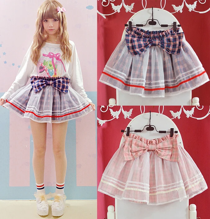 Super Cute Girls Summer Double Layers Big Bow Mini Skirt Guaze Outer Lolita Plaid Checks Skirt
Super Cute Girls Summer Double Layers Big Bow Mini Skirt Guaze Outer Lolita Plaid Checks Skirt