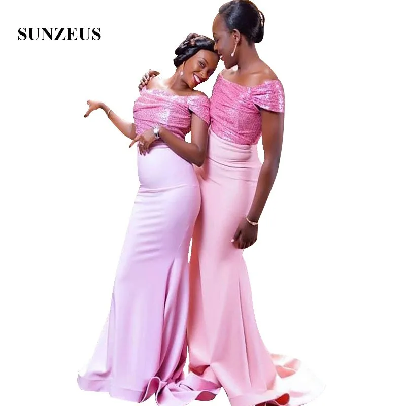 Pink Sequins Lace Bridesmaid Gown Off Shoulder Mermaid Long Wedding Guest Dress African Woman Party Gowns
Pink Sequins Lace Bridesmaid Gown Off Shoulder Mermaid Long Wedding Guest Dress African Woman Party Gowns