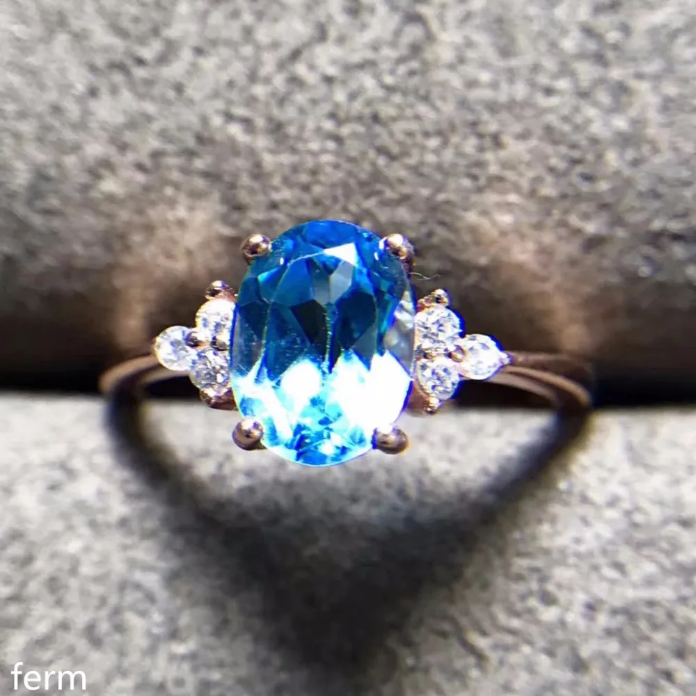 KJJEAXCMY fine jewelry The new 925 pure silver ring with natural topaz is highly recommended