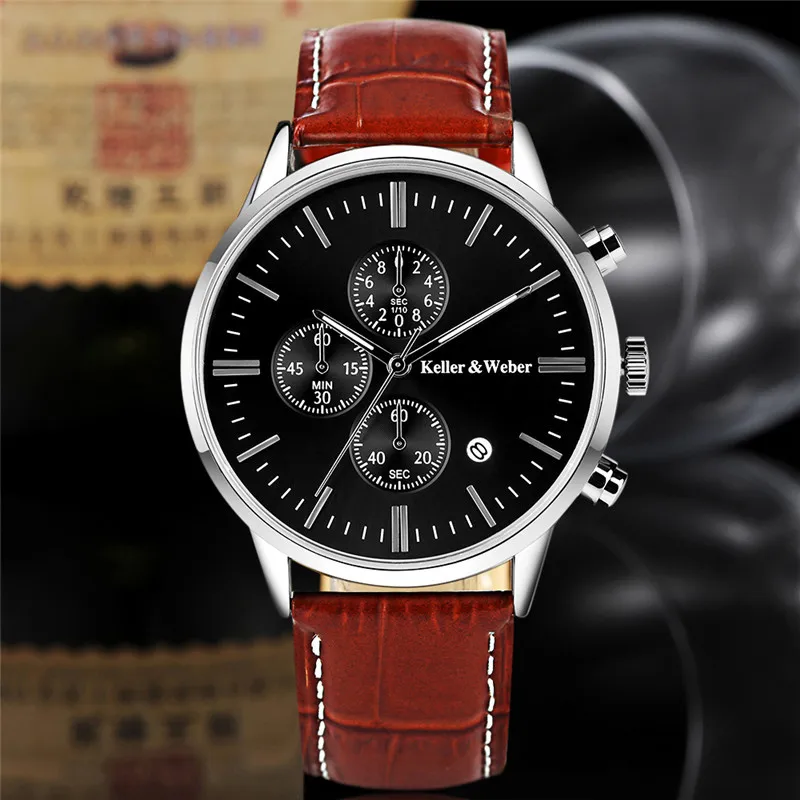 Keller & Weber Classic Date Display KW Wrist Watch Genuine Leather Band Fashion Business Man White Black Dial
Keller & Weber Classic Date Display KW Wrist Watch Genuine Leather Band Fashion Business Man White Black Dial