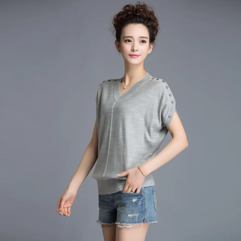 Hot Sale Newest Style Summer & Spring Women's Solid Color Batwing Sleeve T Shirts Ladies Short Sleeve Knit Shirt with Buttons
Hot Sale Newest Style Summer & Spring Women's Solid Color Batwing Sleeve T Shirts Ladies Short Sleeve Knit Shirt with Buttons