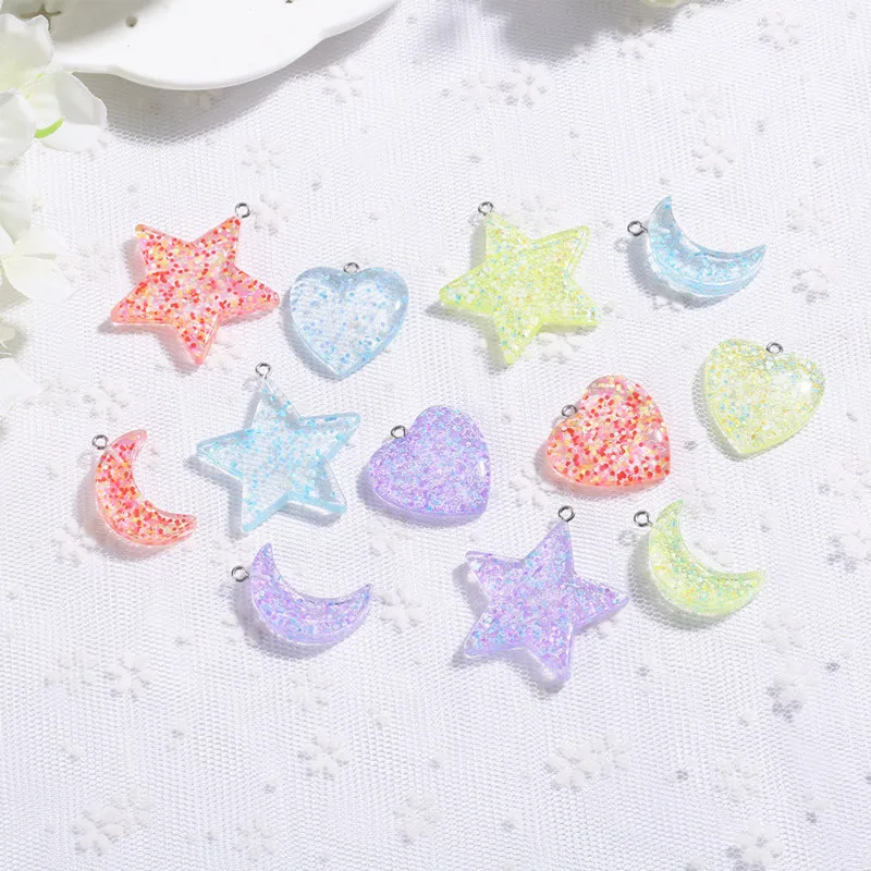 10Pcs Glitter Star Heart Moon Charms Flatback Resin Cabochons for Jewelry DIY Making
10Pcs Glitter Star Heart Moon Charms Flatback Resin Cabochons for Jewelry DIY Making