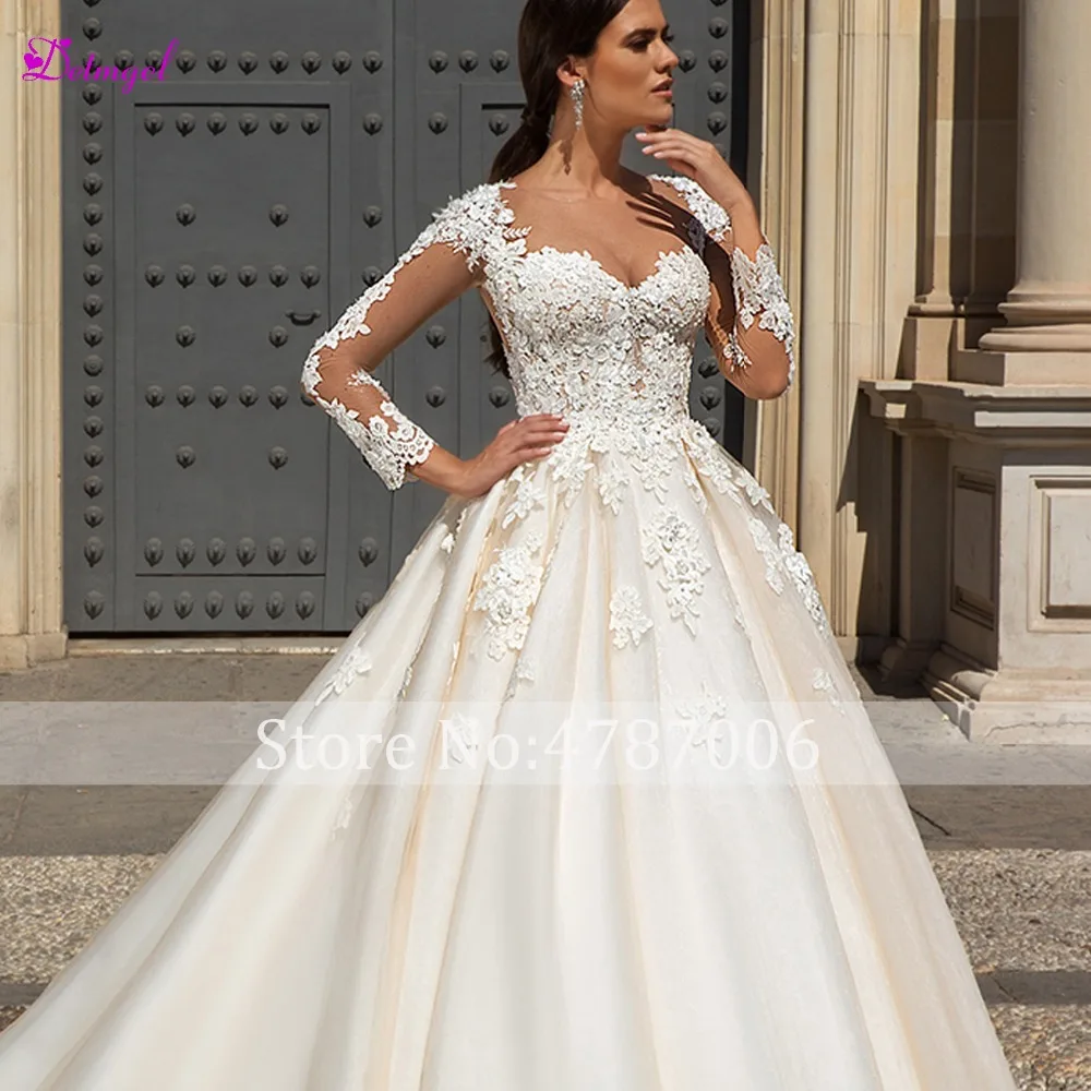 Detmgel романтическое свадебное платье трапециевидной формы с длинным рукавом и