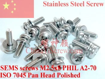 SUS 304 M2.5 Stainless Steel SEMS screws M2.5x5 M2.5x6 M2.5x8 Pan Head PHIL Driver Polished ROHS
SUS 304 M2.5 Stainless Steel SEMS screws M2.5x5 M2.5x6 M2.5x8 Pan Head PHIL Driver Polished ROHS