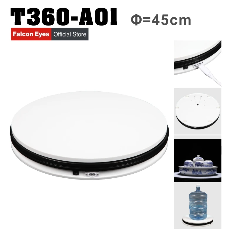 Falcon Eye 14" 45cm 360 Degree Electric Rotating Turntable Photography Turntable Max Load 40kg with Led Light T360-A01
Falcon Eye 14" 45cm 360 Degree Electric Rotating Turntable Photography Turntable Max Load 40kg with Led Light T360-A01
