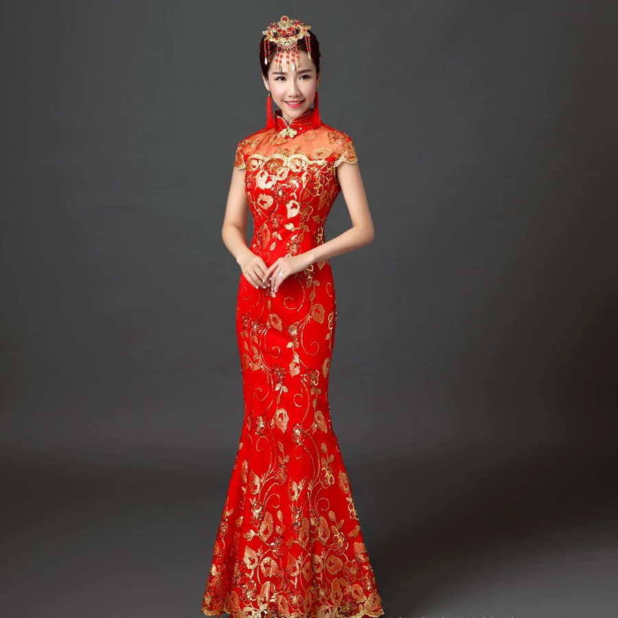 Red Wedding Party Cheongsam Oriental Evening Dress Chinese Traditional Womens Elegant Qipao Sexy Lace Long Robe Retro Vestido
Red Wedding Party Cheongsam Oriental Evening Dress Chinese Traditional Womens Elegant Qipao Sexy Lace Long Robe Retro Vestido