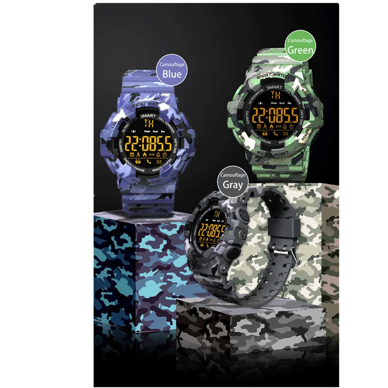 Sport Smart Watch men outdoor camouflage Bluetooth Smartwatch Fitness Motion tracking Alarm Clock Waterproof Wristwatch
Sport Smart Watch men outdoor camouflage Bluetooth Smartwatch Fitness Motion tracking Alarm Clock Waterproof Wristwatch