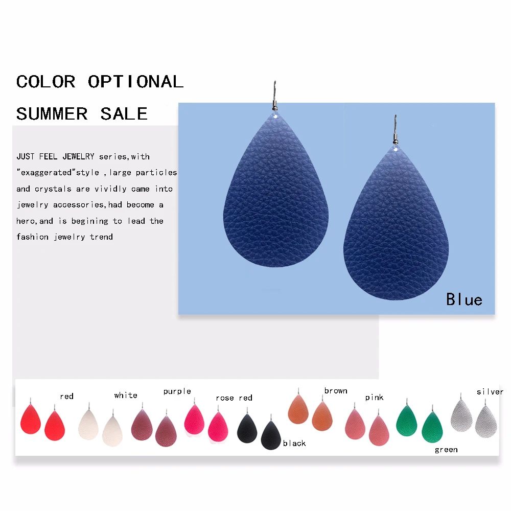 JUST FEEL 10 Colors Fashion Earrings Teardrop Leather Drop Dangle Earring Looking Various Leather Big Bohemian Jewelry for Women
JUST FEEL 10 Colors Fashion Earrings Teardrop Leather Drop Dangle Earring Looking Various Leather Big Bohemian Jewelry for Women