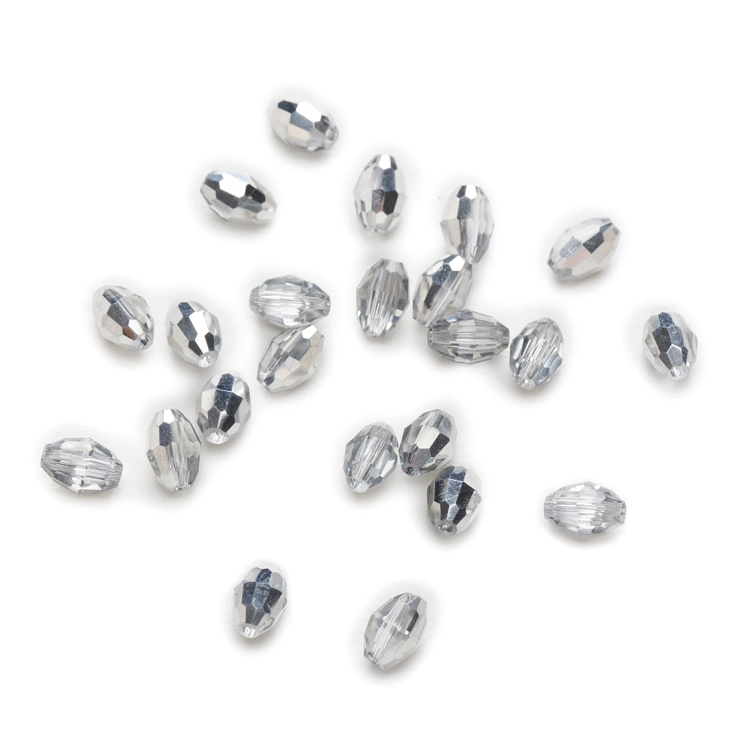 50 Piece Translucent Silver Plated Olive Cut Faceted Crystal Glass Spacer Beads Jewelry Making 6-11mm
50 Piece Translucent Silver Plated Olive Cut Faceted Crystal Glass Spacer Beads Jewelry Making 6-11mm