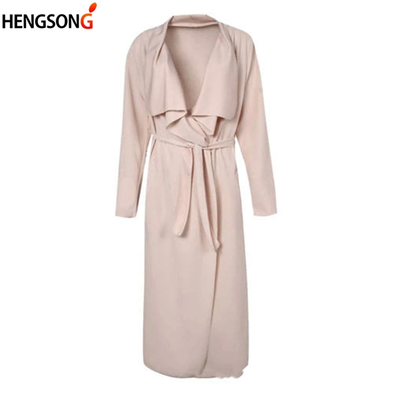 Женский Длинный Тренч с поясом широким нагрудным карманом на осень|Женские плащи