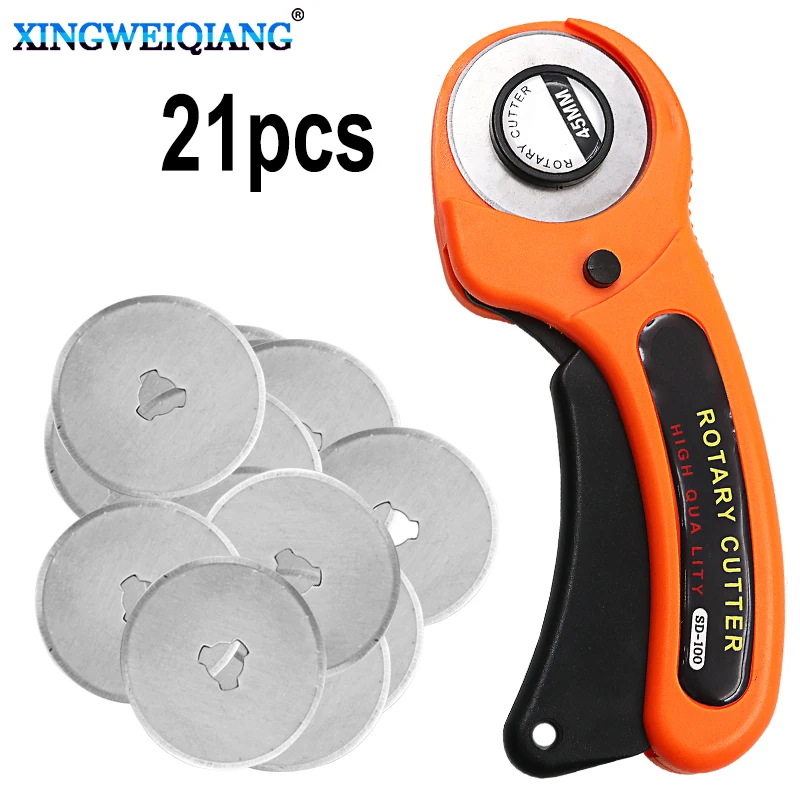 45mm Rotary Cutter + 20pc Spare Blades Fit Olfa Dafa Fiskars Rotary Cutter Fabric Paper Circular Cutting Patchwork Craft Leather
45mm Rotary Cutter + 20pc Spare Blades Fit Olfa Dafa Fiskars Rotary Cutter Fabric Paper Circular Cutting Patchwork Craft Leather