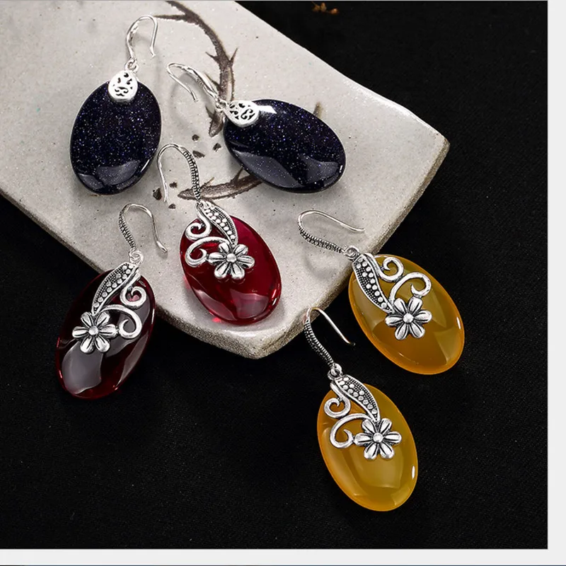 Uglyless Real 999 Fine Silver Natural Chalcedony Earrings Women Handmade Jewelry Carved Plum Flower Brincos Ethnic Oval Bijoux
Uglyless Real 999 Fine Silver Natural Chalcedony Earrings Women Handmade Jewelry Carved Plum Flower Brincos Ethnic Oval Bijoux