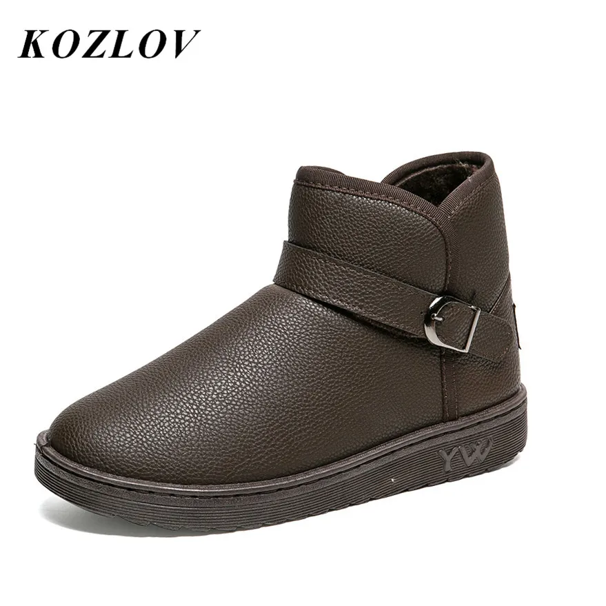 KOZLOV/зимние ботинки Челси мужские кожаные модные теплые ботильоны с шнурками