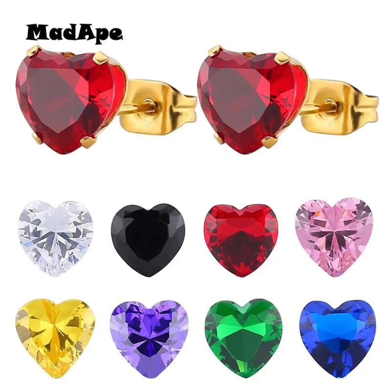 MadApe Gold Color 316L Stainless Steel Multicolor Zircon Heart Earrings For Women Classic Small Stud Earrings Fashion Jewelry
MadApe Gold Color 316L Stainless Steel Multicolor Zircon Heart Earrings For Women Classic Small Stud Earrings Fashion Jewelry