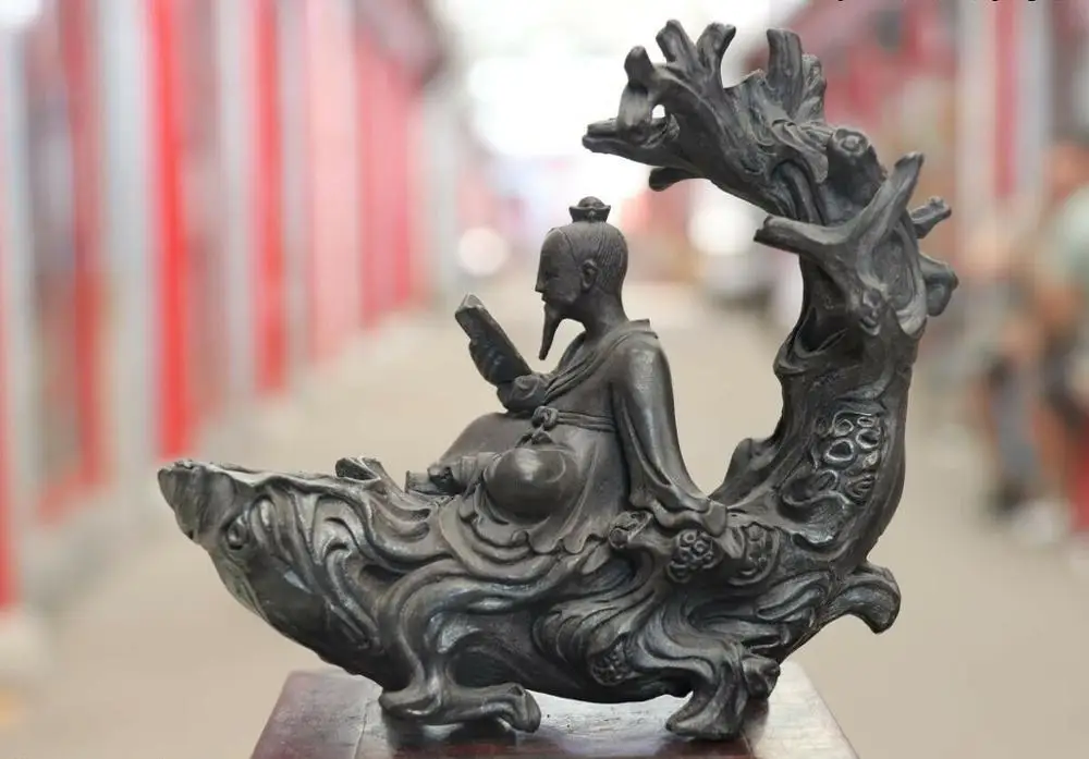 China Folk Copper Bronze Old Man Reading Leisurely Sitting Tree Statue Sculpture
China Folk Copper Bronze Old Man Reading Leisurely Sitting Tree Statue Sculpture