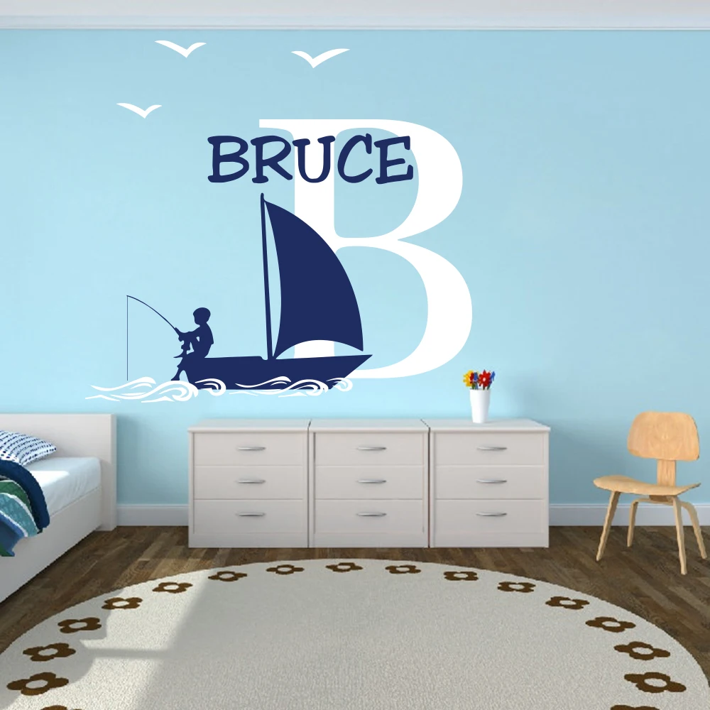 Custom Name Boat Boy Fish Wall Decal Kids Room Bedroom Personalized Name Boat Fishing Bird Wave Wall Sticker Boy Room Vinyl Art
Custom Name Boat Boy Fish Wall Decal Kids Room Bedroom Personalized Name Boat Fishing Bird Wave Wall Sticker Boy Room Vinyl Art