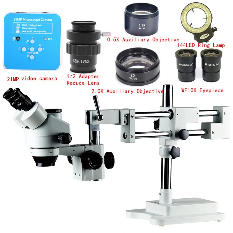 21MP Stereo Microscope 3.5X-90X Double Boom Stand Zoom Simul Focal Trinocular Stereo Camera Microscope For Industrial PCB Repair
21MP Stereo Microscope 3.5X-90X Double Boom Stand Zoom Simul Focal Trinocular Stereo Camera Microscope For Industrial PCB Repair