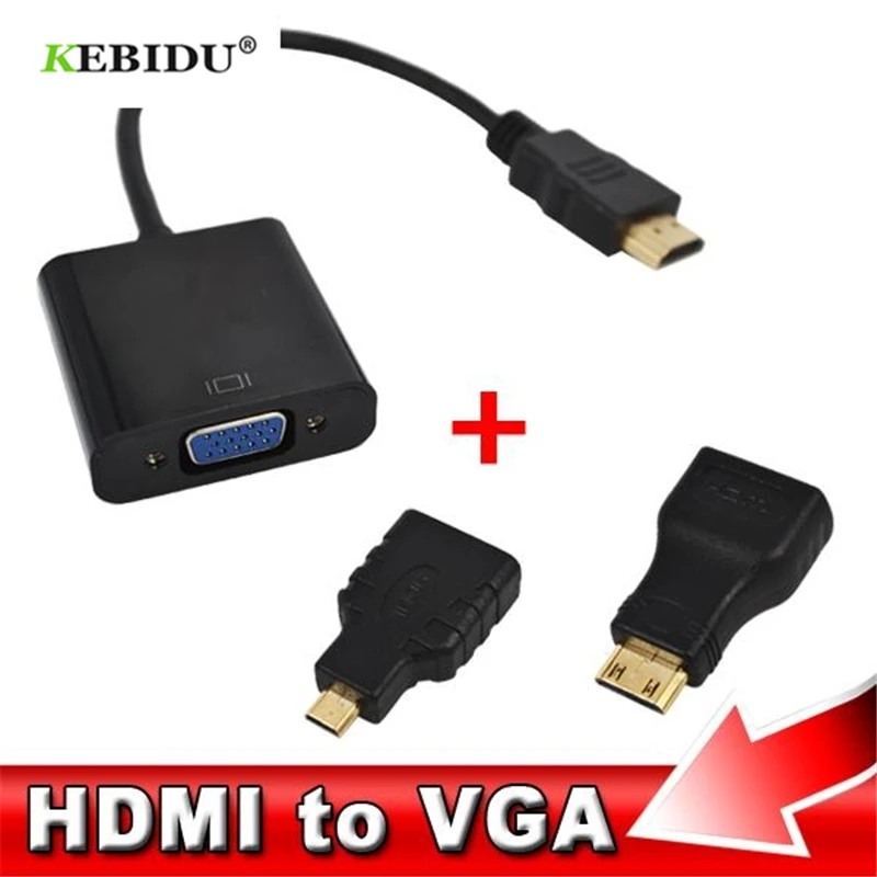 Kebidu встроенный 1080p Чипсет HDMI-совместимый адаптер для VGA микро Штекерный конвертер