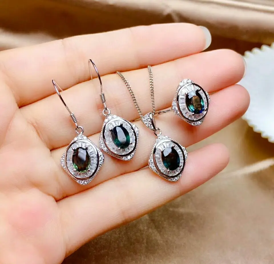 MeiBaPJ Natural Sri Lanka Sapphire Gemstone Jewelry Set 925 Sterling Silver 3 Pieces Siut Fine Wedding Jewelry for Women
MeiBaPJ Natural Sri Lanka Sapphire Gemstone Jewelry Set 925 Sterling Silver 3 Pieces Siut Fine Wedding Jewelry for Women
