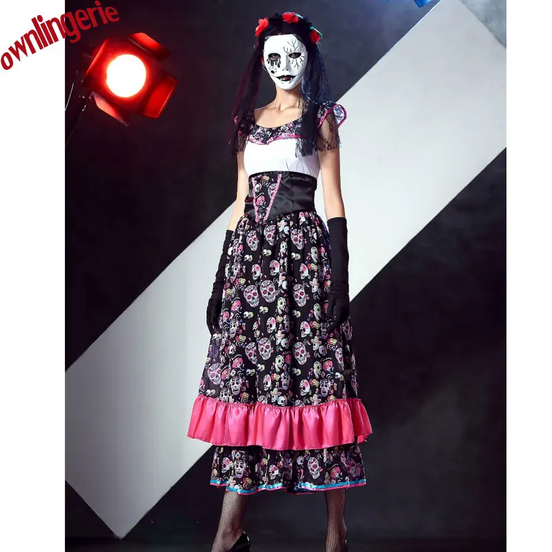 Free shipping The Dead Skeleton Costume Dia de Los Muertos Horror Lace Sexy Fancy Dress Zombie Ghost Bride Costumes
Free shipping The Dead Skeleton Costume Dia de Los Muertos Horror Lace Sexy Fancy Dress Zombie Ghost Bride Costumes