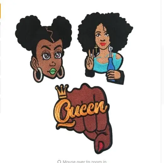 DZ New African Girl Embroidered Sew on Iron on Patches for Clothes Bags Black Lady Embroidery Appliques DIY Sewing 5pieces/lot
DZ New African Girl Embroidered Sew on Iron on Patches for Clothes Bags Black Lady Embroidery Appliques DIY Sewing 5pieces/lot