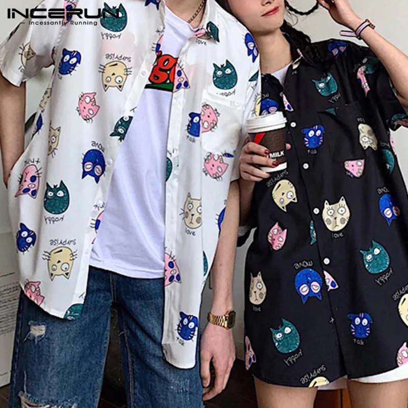 INCERUN Summer Men Shirt Cartoon Printed Short Sleeve Loose Fashion Hawaiian Shirt Men Cool Streetwear Casual Couple Shirts 2021
INCERUN Summer Men Shirt Cartoon Printed Short Sleeve Loose Fashion Hawaiian Shirt Men Cool Streetwear Casual Couple Shirts 2021