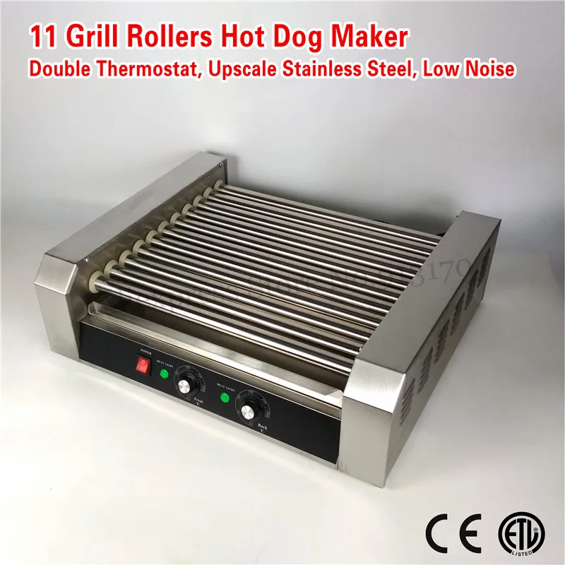 Electric Hot Dog Maker Commercial Hot-Dog Sausage Grill Roasting Machine 11-Rollers 2200W Low Noise 2 Temperature Controllers
Electric Hot Dog Maker Commercial Hot-Dog Sausage Grill Roasting Machine 11-Rollers 2200W Low Noise 2 Temperature Controllers