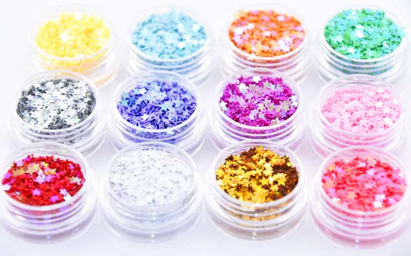 12 pots in ONE 12 Colours Holographic Stars Shape Glitter Powder Set Nail Art Craft Decoration Iridescent Star Shape Glitter
12 pots in ONE 12 Colours Holographic Stars Shape Glitter Powder Set Nail Art Craft Decoration Iridescent Star Shape Glitter
