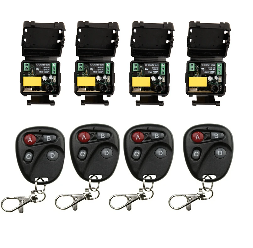 RF mini Wireless Remote Control AC 220 V 7A 1 channel 4 Receiver & 4 transmitter 315/433mhz
RF mini Wireless Remote Control AC 220 V 7A 1 channel 4 Receiver & 4 transmitter 315/433mhz