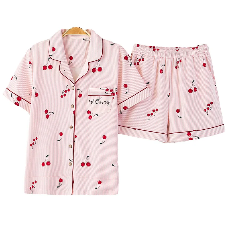 Summer 2019 New Korean Version of Lovely Pure Cotton Pajamas Women's Shorts Open-shirt Women's Home Clothing Manufacturers
Summer 2019 New Korean Version of Lovely Pure Cotton Pajamas Women's Shorts Open-shirt Women's Home Clothing Manufacturers