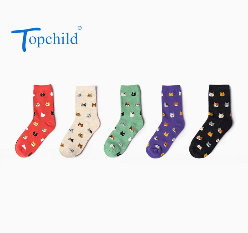 Topchild/модные носки с вышивкой и рисунком котенка из мультфильма подходящие по