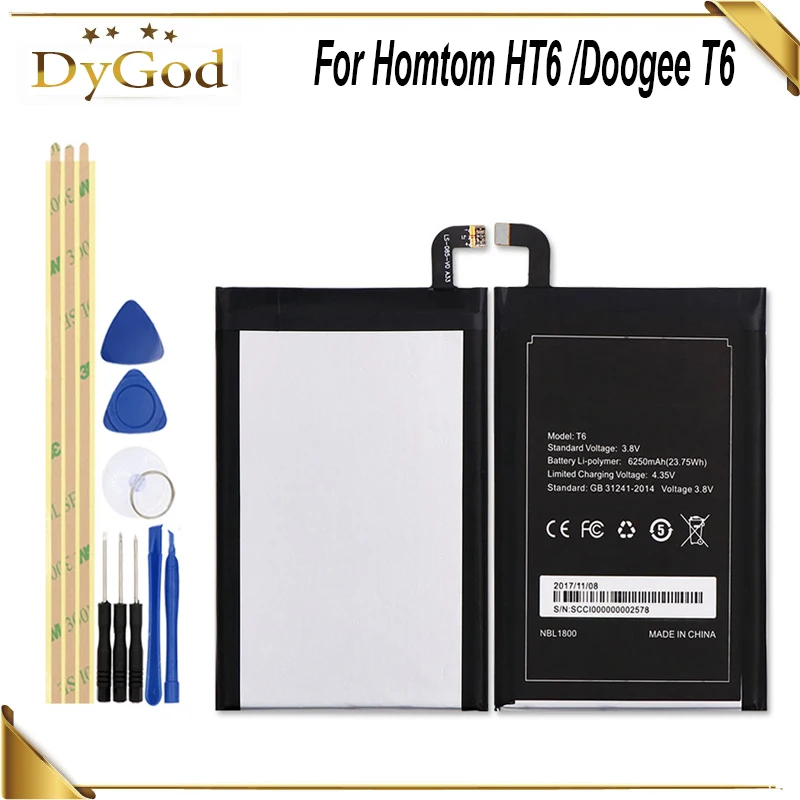 6250mAh For Homtom HT6 Battery Mobile Phone Replacement Battery For Ulefone power Doogee T6 T6 Pro Oukitel K6000 K6000 Pro
6250mAh For Homtom HT6 Battery Mobile Phone Replacement Battery For Ulefone power Doogee T6 T6 Pro Oukitel K6000 K6000 Pro
