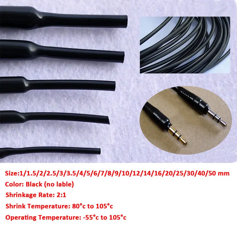 1-50Meters 2:1 1mm-16mm Black Heat Shrink Tube Heat Shrinkable Sleeving Tubing Wrap Wire Insulation Sleeve
1-50Meters 2:1 1mm-16mm Black Heat Shrink Tube Heat Shrinkable Sleeving Tubing Wrap Wire Insulation Sleeve