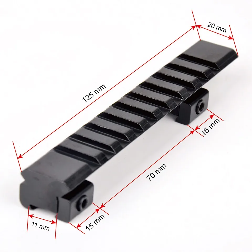 Adapter Carril Weaver Rail Length 124mm with 10 Slots Suit 11mm to 20mm Picatinny Rail for Tactical Hunting
Adapter Carril Weaver Rail Length 124mm with 10 Slots Suit 11mm to 20mm Picatinny Rail for Tactical Hunting