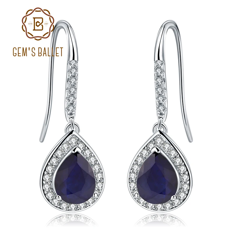 GEM'S BALLET 2.58Ct Natural Blue Sapphire Dangle Earrings 925 Sterling Silver Gemstone Elegant Brincos for Women Fine Jewelry
GEM'S BALLET 2.58Ct Natural Blue Sapphire Dangle Earrings 925 Sterling Silver Gemstone Elegant Brincos for Women Fine Jewelry