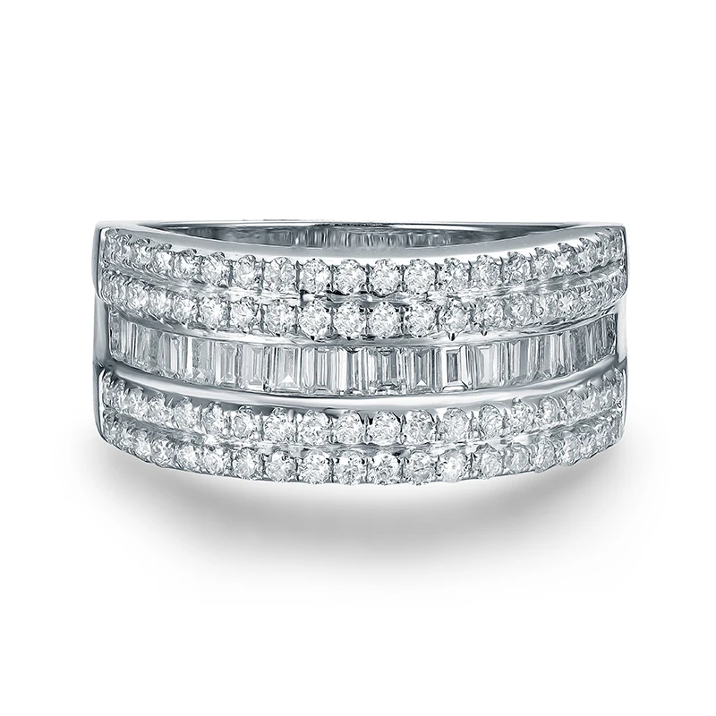 Кольца унисекс LOVERJEWELRY роскошный дизайн однотонные 14 к белое золото багет