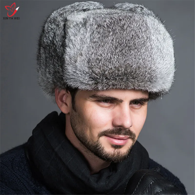 Русская Мужская теплая меховая шапка-бомбер мужские однотонные плотные