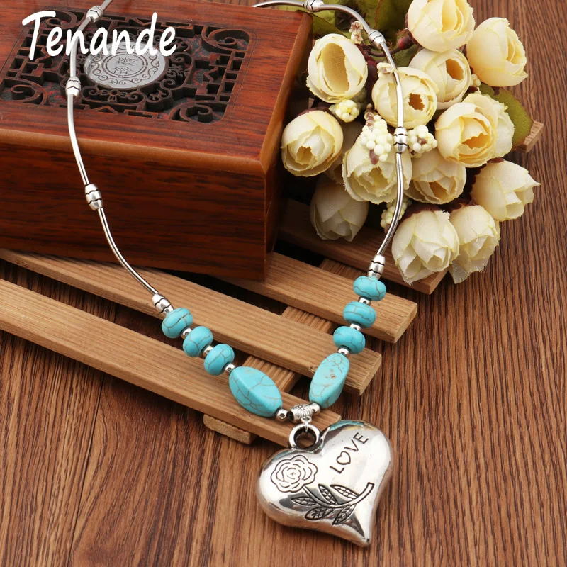 Tenande Tibet Bohemian Turquoise Stone Necklaces Flower Love Heart Pendant Necklace for Women Ethnic Jewelry Accessories
Tenande Tibet Bohemian Turquoise Stone Necklaces Flower Love Heart Pendant Necklace for Women Ethnic Jewelry Accessories